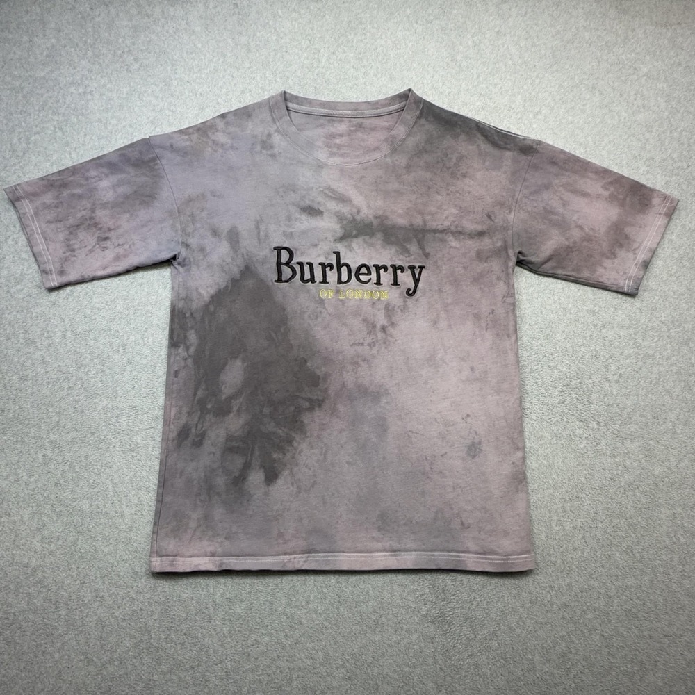 Burberry Shirt Mens Small Purple Marble Wash Archive Logo Embroidered Portugal